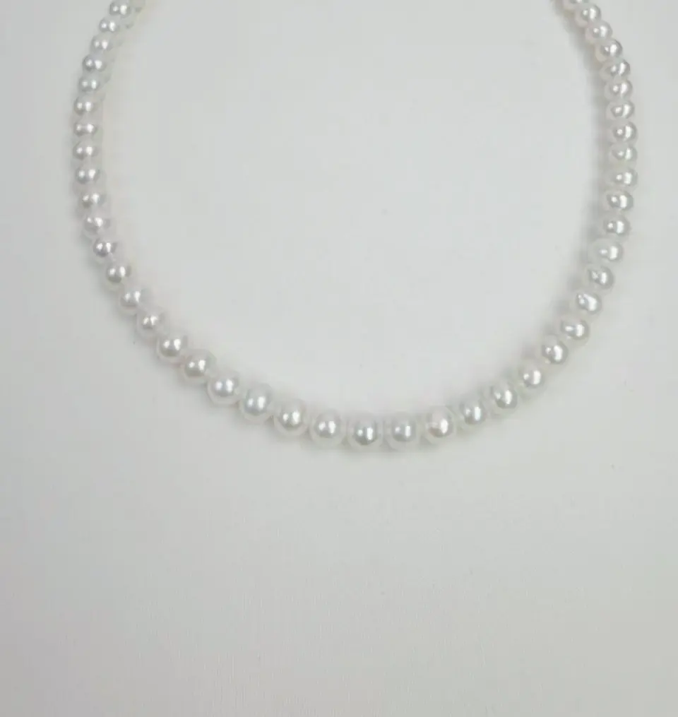 PEARLISM  White AK Color Pearl Full String Necklace Princess Necklace | 5-6 mm Full-String Adjustable -AFAN027