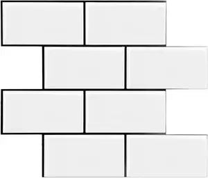 10-Sheet Backsplash Peel and Stick Subway Tile, Self Adhesive Vinyl Wall Tiles, Stick on Backsplash for Kitchen and Bathroom(Thicker Design, White with Black Grout)
