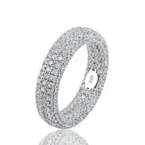 S925 Sterling Silver Iced out Eternity Band, AAAAA+ D color VVS CZ Ring for Men Women, Perfect Gift Option, Jewelry Box Packed