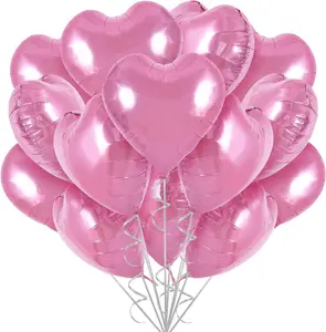 30Pcs 18 Inch Light Pink Heart Balloons Foil Mylar Balloons Decoration for Birthday, Wedding, Bridal Shower, Anniversary, Engagement Party