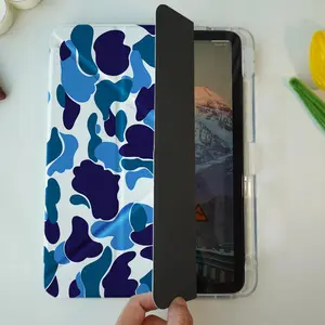 Camouflage Pattern Tablet Case, Tri-fold Stand Mirror Case for iPad, Auto Sleep/wake Tablet Protective Cover, Tablet Accessories for iPad, Tablet Casing