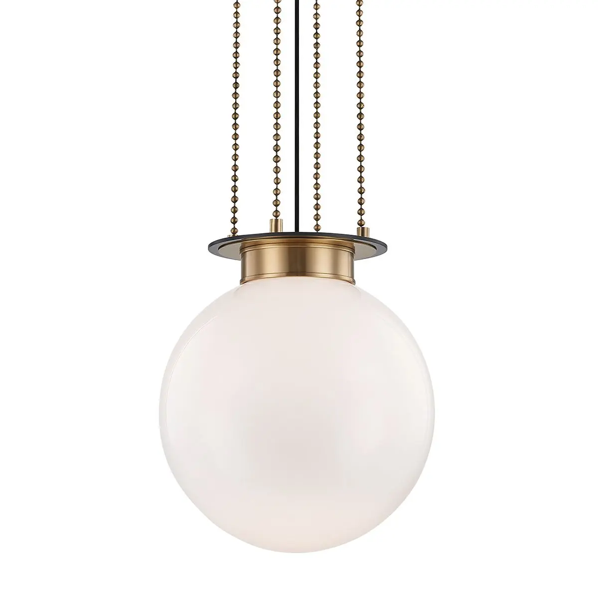 Large Gunther Pendant Light With Opal Glass Globe Shade And Aged Old Bronze Finish