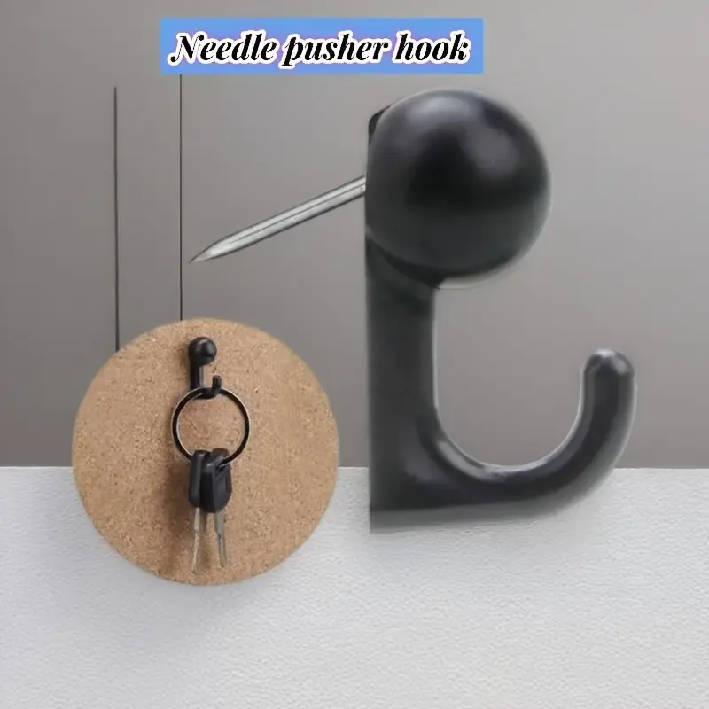 10pcs Push Pin Hooks, Plastic Head Cork Board Hooks, Wall Mounted Hook, Decorative Thumb Tacks for Photo Walls, Bulletin Boards, Home Office School Supplies With Hooks