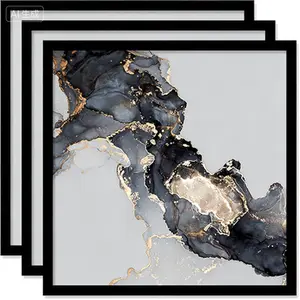 Set of 3 Square Picture Frames 14x14 Inch, High Transparency Lightweight Wall Photo Frame, Black Poster Frame for 14 by 14 Pictures, 3-Pack Modern Home Decor, Shatter-Resistant Front Glass