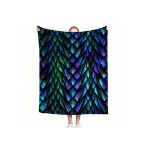 Fish Scale Printed Blanket - 60x80 (150cmx200cm) - Contemporary Style, Washable, All Seasons, Multi-Purpose, Soft, Digital Print, 250-300g