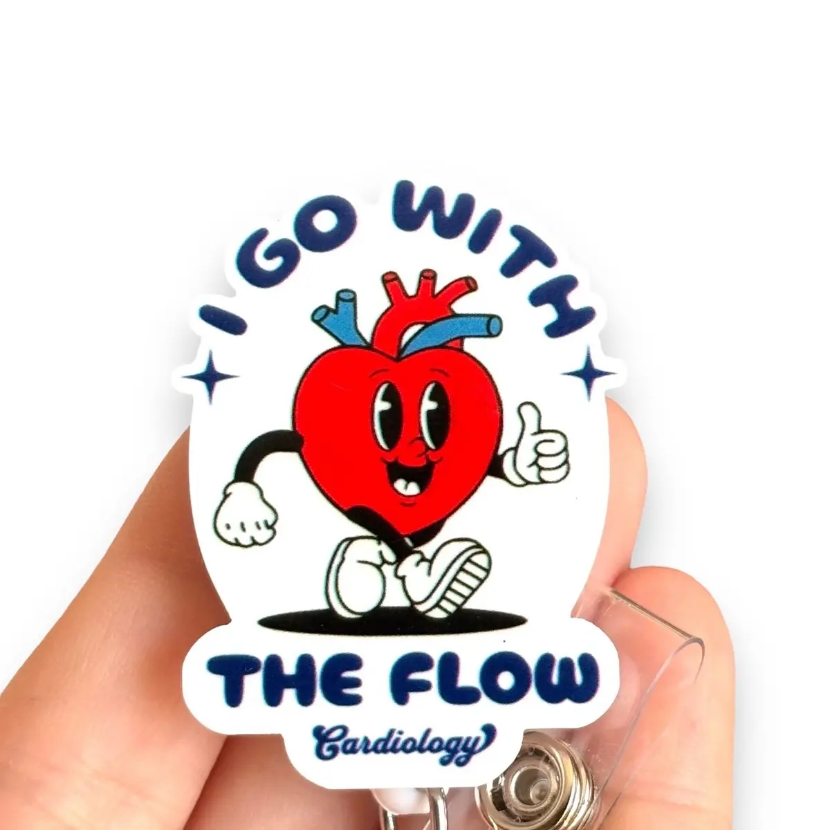 Glitter My Badge Cardiology badge reel for nurse and hospital workers. Badge clip Badge pull - Retractable swivel clip with a 360 rotation. Great gift for coworker.