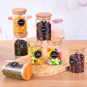 12PCS Round Glass Spice Jars with Bamboo Lids – Airtight Seasoning Containers for Kitchen Pantry Organization