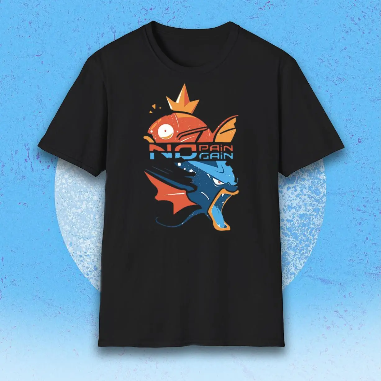 No Pain No Gain Tee, Magikarp Gyorodos T-Shirt, Graphic Tees, Unisex Anime Shirt, Gym Shirt Menswear Womenswear Streetwear