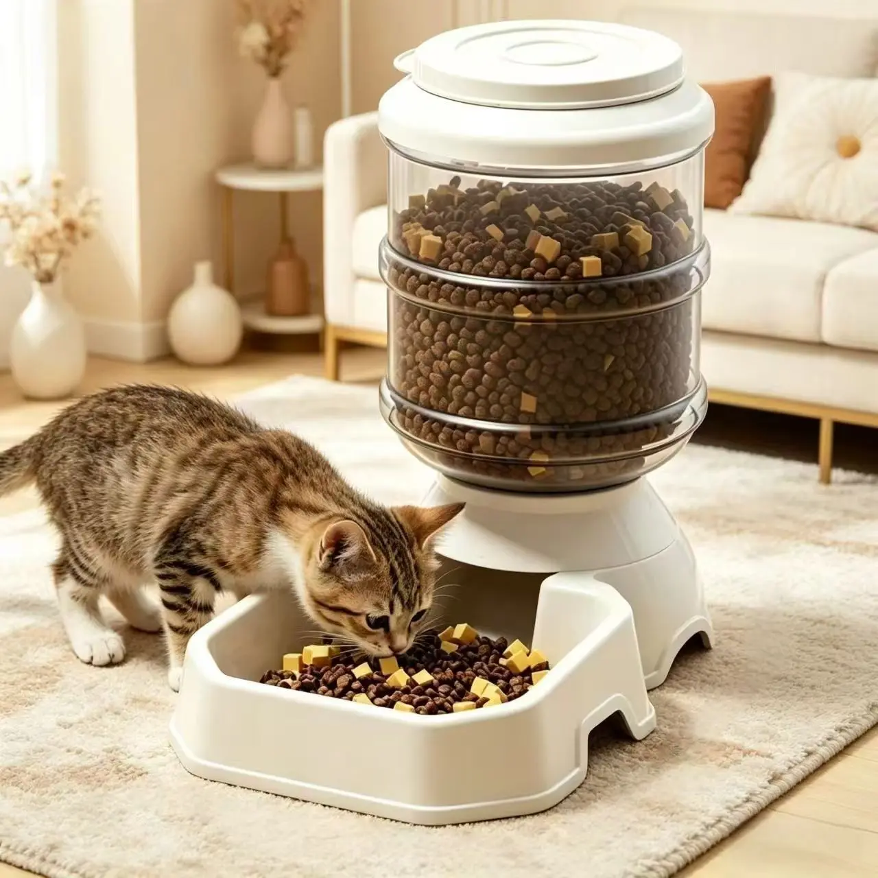 Pet fully automatic dog and cat feeder, water dispenser, cat water dispenser, dog bowl, cat bowl basin