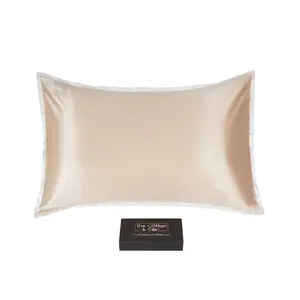 Queen-size 100% 6A+ 22 Momme Mulberry Silk Pillow Sham - Caramel + Cream