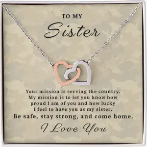 Gift for Deployed Sister - Your Mission Interlocking Hearts Necklace RKD