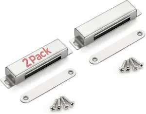 Ravinte Cabinet Door Magnets, 90Lbs Strong Magnetic Door Catch, Heavy Duty Magnet Latch, Closet Door Magnetic Catch, Concealed Magnets for Cabinet Doors Cupboard Drawer Wardrobe Closet, 2 Pack Silver