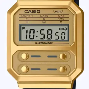 A100WEFG-9A brand new Casio Vintage black silicon and gold tone dial unisex watch "new style"