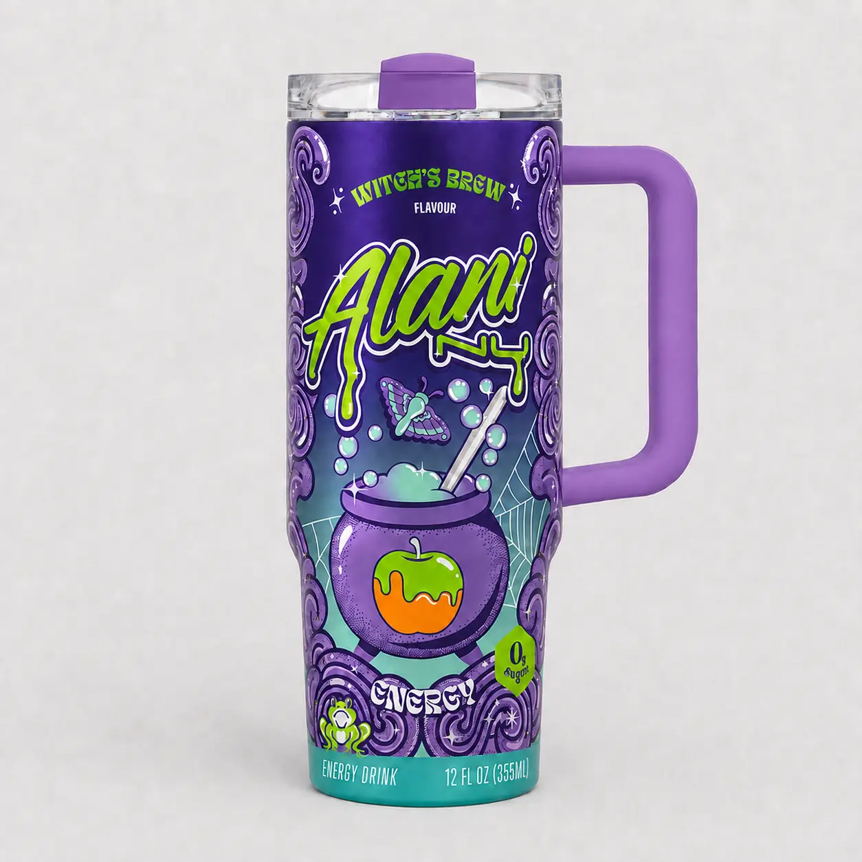 Alani Nu Witches Brew Energy Drink Travel Mug, 40oz Tumbler With Handle & Straw, Vacuum Insulated Stainless Steel Cup, Gift For Gift for Energy Drink Fans-scs18928