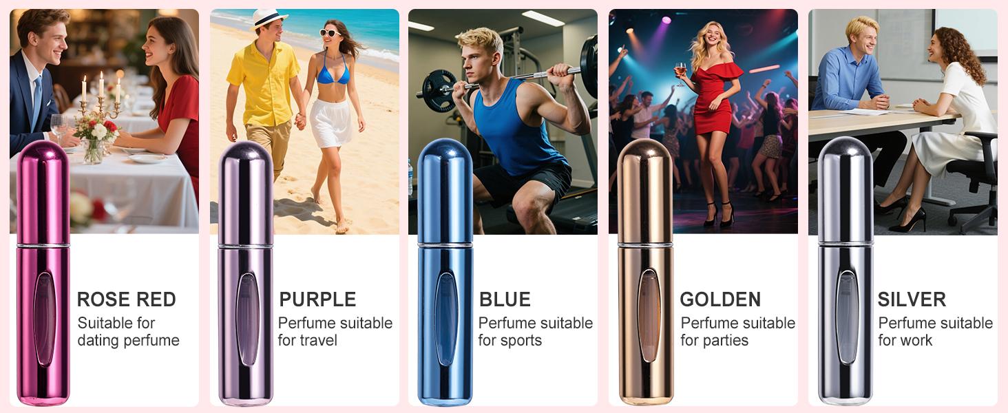 Mini Refillable Perfume Portable Atomizer Bottle 5PCS Travel Size Spray Refillable Refill Bottle 5 ml with Travel and Outgoing Bag