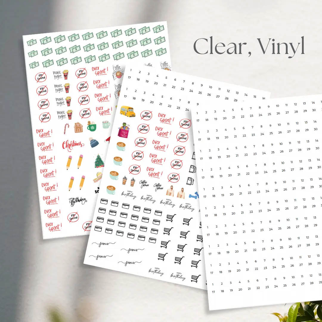 Planner Stickers - Clear Vinyl Planner Stickers, Featuring Colorful Designs, Perfect for Personalization and Organization
