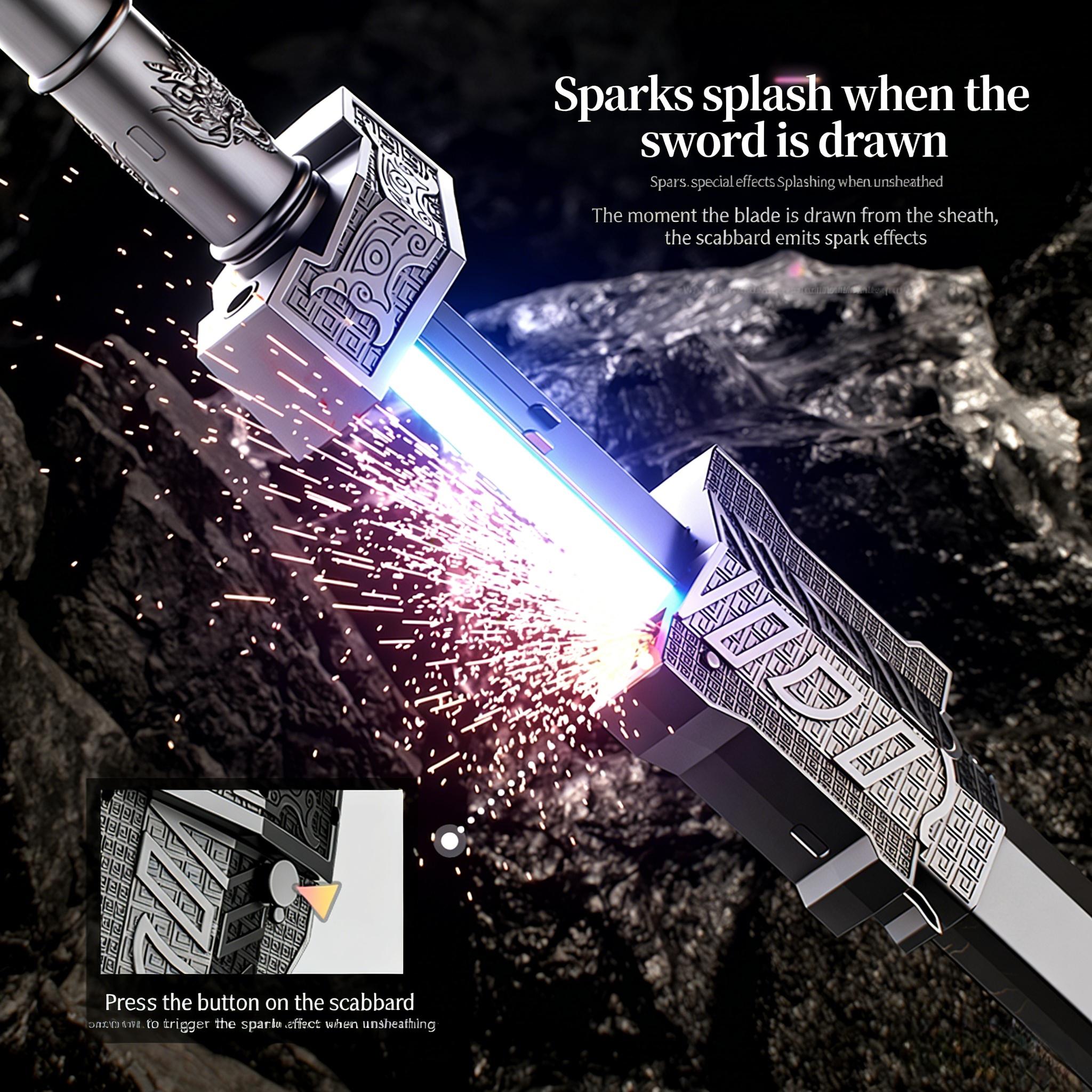 SparkBlade Samurai LED Lightsaber Toy Cyberpunk Katana - 34" Light-Up Propfor Cosplay, Raves & Festivals RGB Lights Durable CollectibleItem US In Stock, Perfect Easter Gift