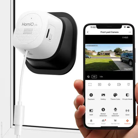 HomiQ Life Window Camera - 3MP 2K Wi-Fi Cam, 2.4GHz/5GHz, Adjustable Tilt Angle, Auto-Focus Motion & Person Detection, Micro SD Compatible, 24/7 Recording, Easy Installation, Alexa/Ghome Compatible, Day/Night Vision Security Cam System for Home