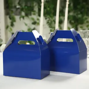 25 Pack Candy Gift Tote Gable Boxes, Royal Blue Party Favor Treat Boxes - 6"x3.5"x7"