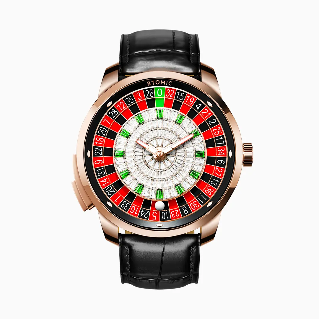 BTOMIC Unique Roulette Automatic Mechanical Watch for Men, Interactive Spinning Wheel, Sapphire Crystal, Luminous Hands,Automatic Movement,Mechanical Watches,BA793