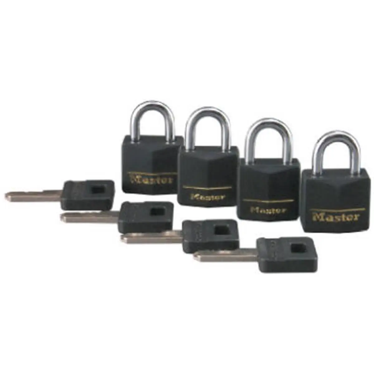 212 MAIN 121Q Series 0.75 in. Solid Aluminum Vinyl-Shackle Tumbler Padlock with Keyhead Cover, 4-Pack for Automotive & Motorcycle Security Needs, Aluminum Body
