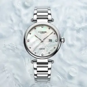 Elegant Women's Quartz Watch | MIGE Diamond Mother - of - Pearl Dial dream fully automatic waterproof quartz watch elegant round dial analog quartz