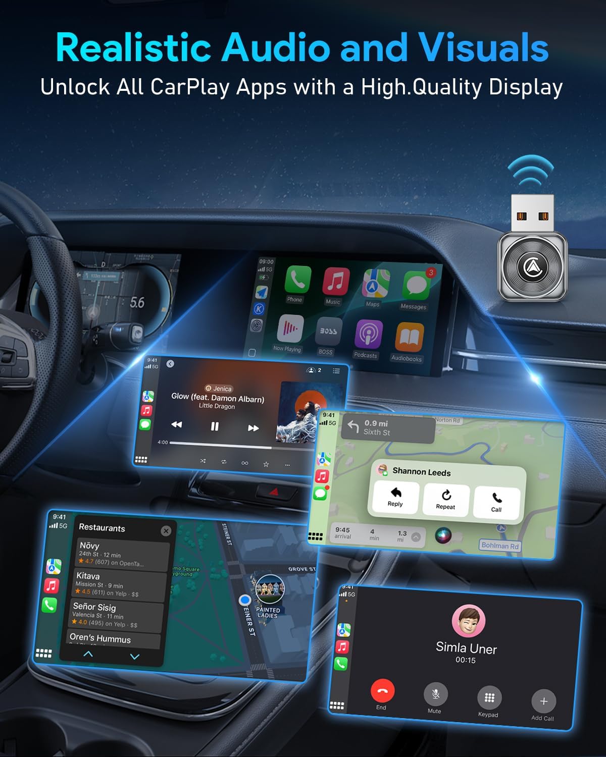 2026 Upgraded 2-in-1 Wireless CarPlay Adapter, Ultra Mini, Fast Auto Connection, Plug and Play for iOS10+ & Android11+