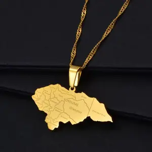 18k Gold Plated "Small" Honduras Necklace, Jewelry, Flag, Earrings, Map