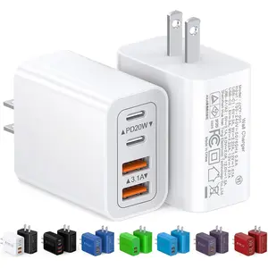 40W USB C Charger Cube, 2-Pack Wall Plug   Block, 4-Port PD+QC Power Adapter Multiport Brick Type C Box for  17/16/15/14/13/12/11/Pro Max/XS/XR/8/7, Tablets, Cellphones