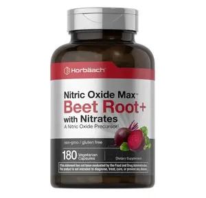 Horbäach Nitric Oxide Beet Root Capsules| 180 Count| with Nitrates and Precursor| for Men and Women| Vegetarian, Non-GMO, Gluten Free Supplement