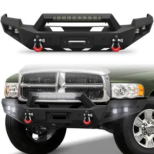 Front Bumper w/Winch Plate for 2003-2005 Dodge Ram 2500/3500, 2003 2004 2005  teel Bumper w/LED Lights, D-rings