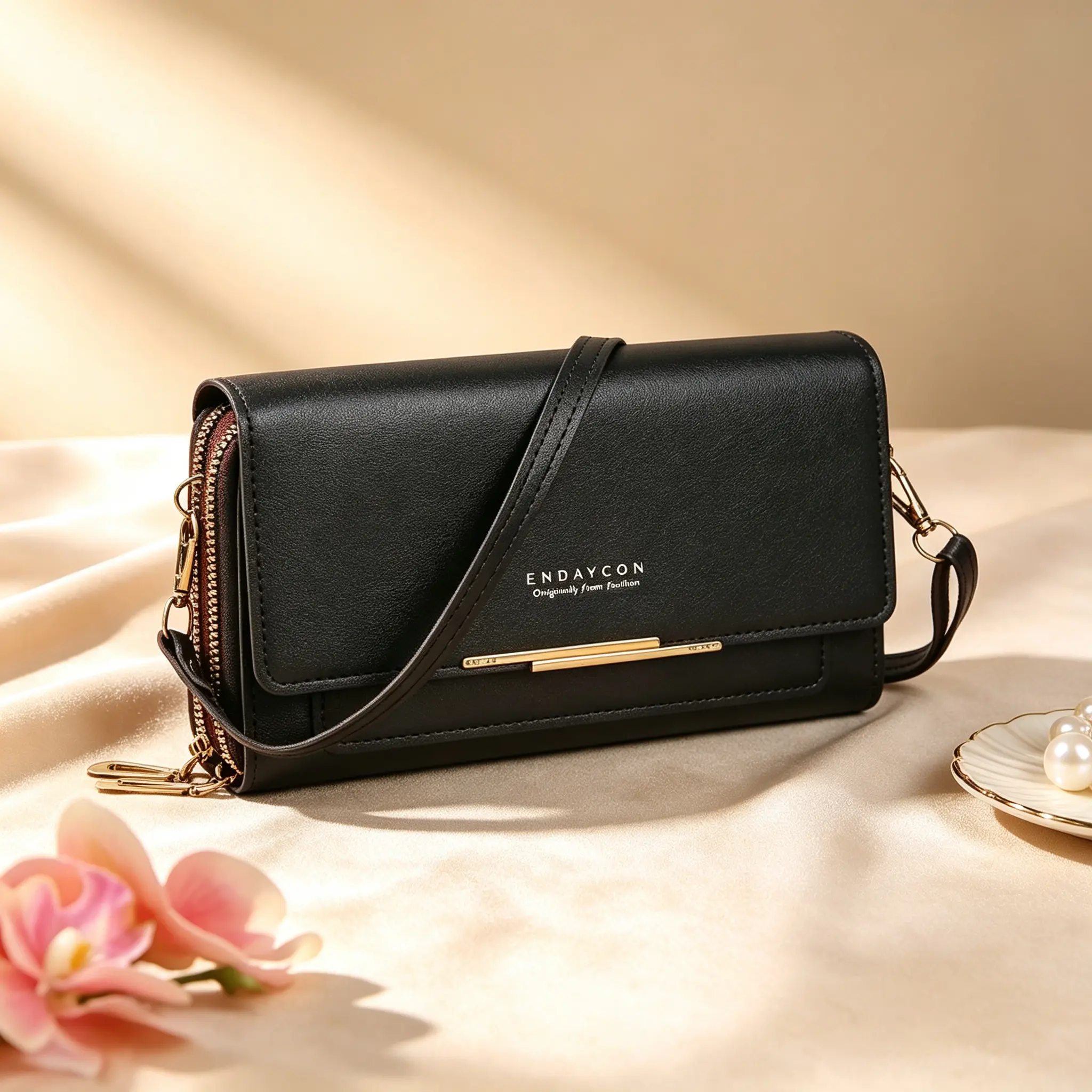 Women's Classic Flap Leather Crossbody Wallet, Multi-Card Zipper Wallet Purse, Elegant Multi-Compartment Coin Bag for Everyday Use