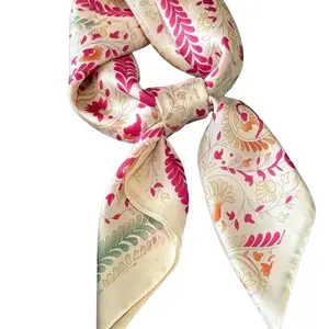1pc Square  Scarf, Silk Like Floral Head Scarves Large Satin Square Head Scarf Bandanas for Women Sports & Outdoor