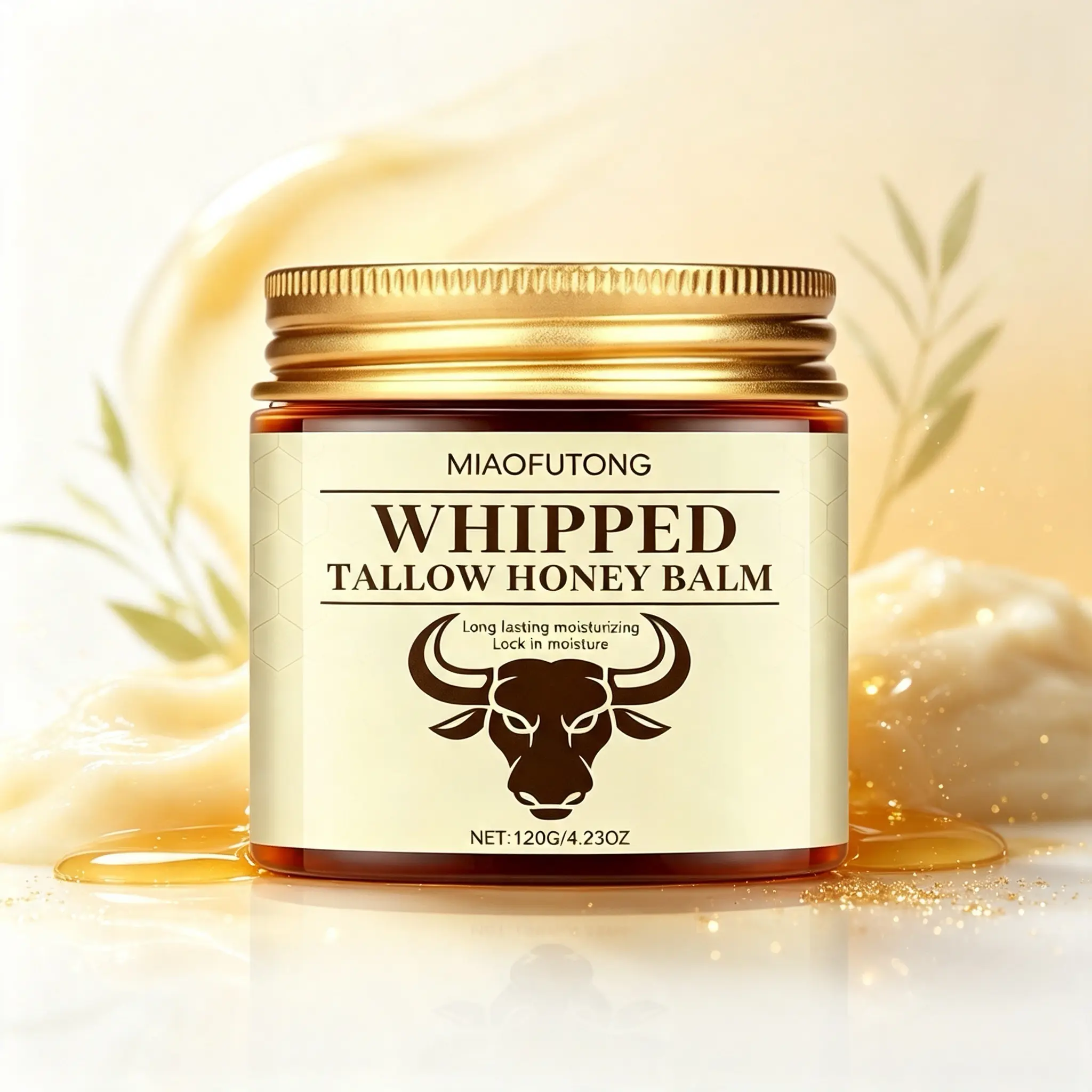Grass-Fed Whipped Tallow & Honey Balm, 2-in-1 Lip & Body Moisturizer, Deeply NourishingHydrating Cream for Dry, Chapped, SensitiveSkin, Natural Skincare for All-Day Softness