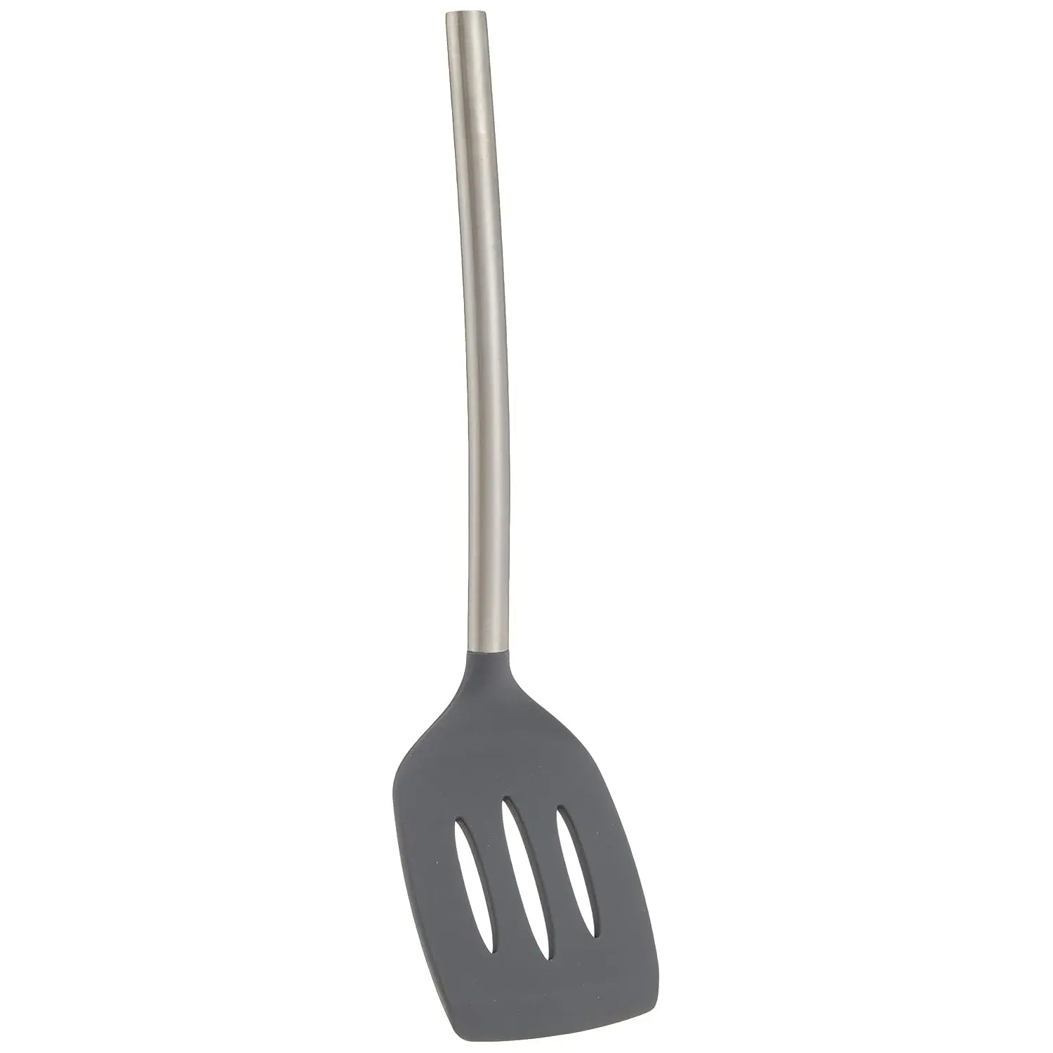 Tovolo Silicone Slotted Turner With Stainless Steel Handle, Pancake Spatula, Scratch-Resistant Kitchen Utensil For Nonstick Cookware & Cast Iron Skillets, 1 Ea, Charcoal