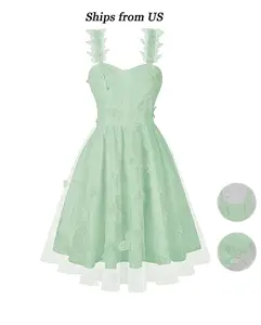 Women Sweetheart Neckline Embroidered   Mint Green Butterfly Strap Dress  Tull e Fit Flare Dress Romantic Fairycore Bridal Shower Garden Party Wedding Guest Outfit Elegant Womenswear wedding dress