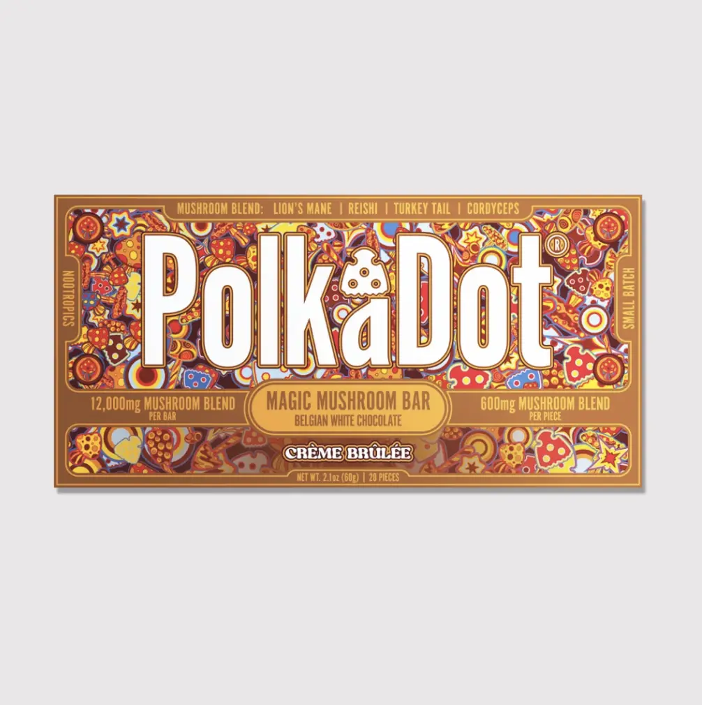 Polkadot Belgian Chocolate, Creme Brulee, 20 Count, Premium Plant-Based Chocolate, 100% Organic, High-Quality Ingredients, Made in USA, All Natural, Healthy Chocolate, Plant-based Snack, 20 Piece Chocolate Bar