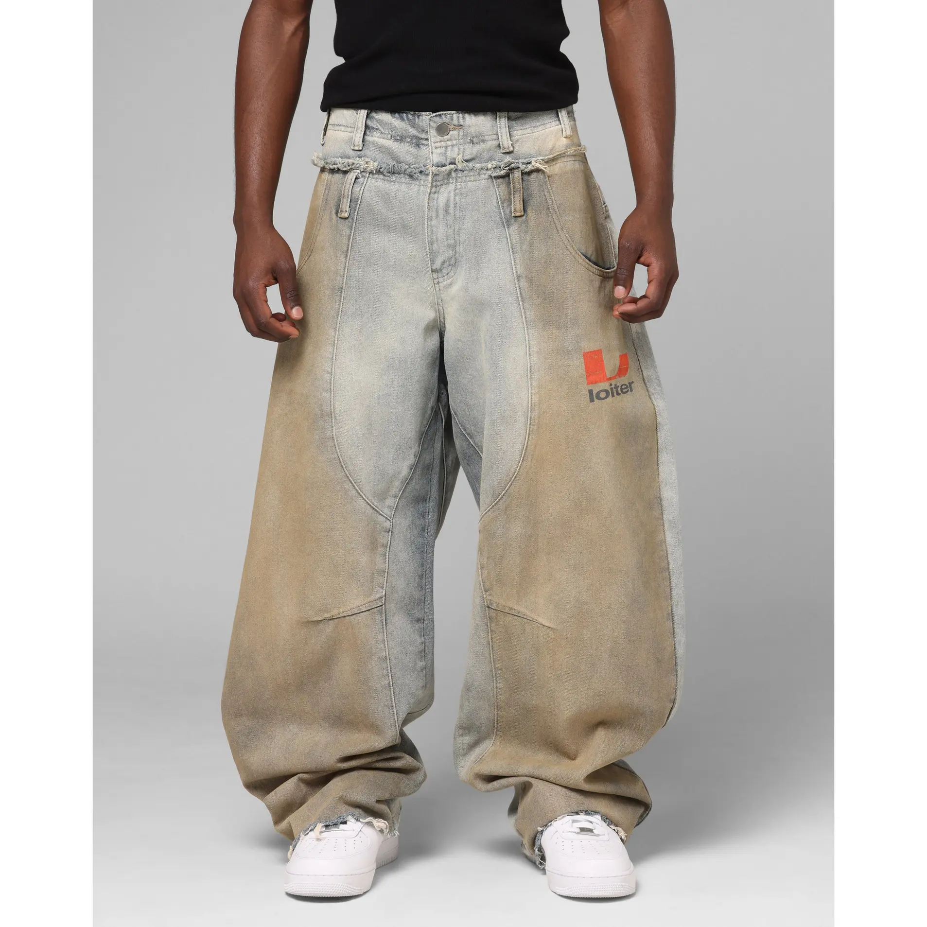 Loiter Layered Western Jeans Blue Wash