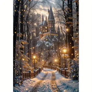 Winter Wonderland 5D DIY Diamond Arts Colorful Painting Kit without Frame, Snowy Scene Diamond Art Kit, DIY Decorative Art Picture for Beginner, Diamond Painting Kits