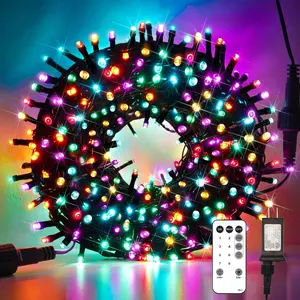 Multicolor Christmas Tree Lights, 100 LED 8 Modes Blinking Twinkle Lights with Remote, Colored Christmas String Lights for Outdoor Indoor Party Decoration, Plug in, Connectable