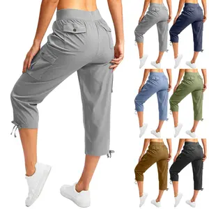 Women's Loose Capri Pants with Pockets Casual Comfy Trousers Bottom Womenswear
