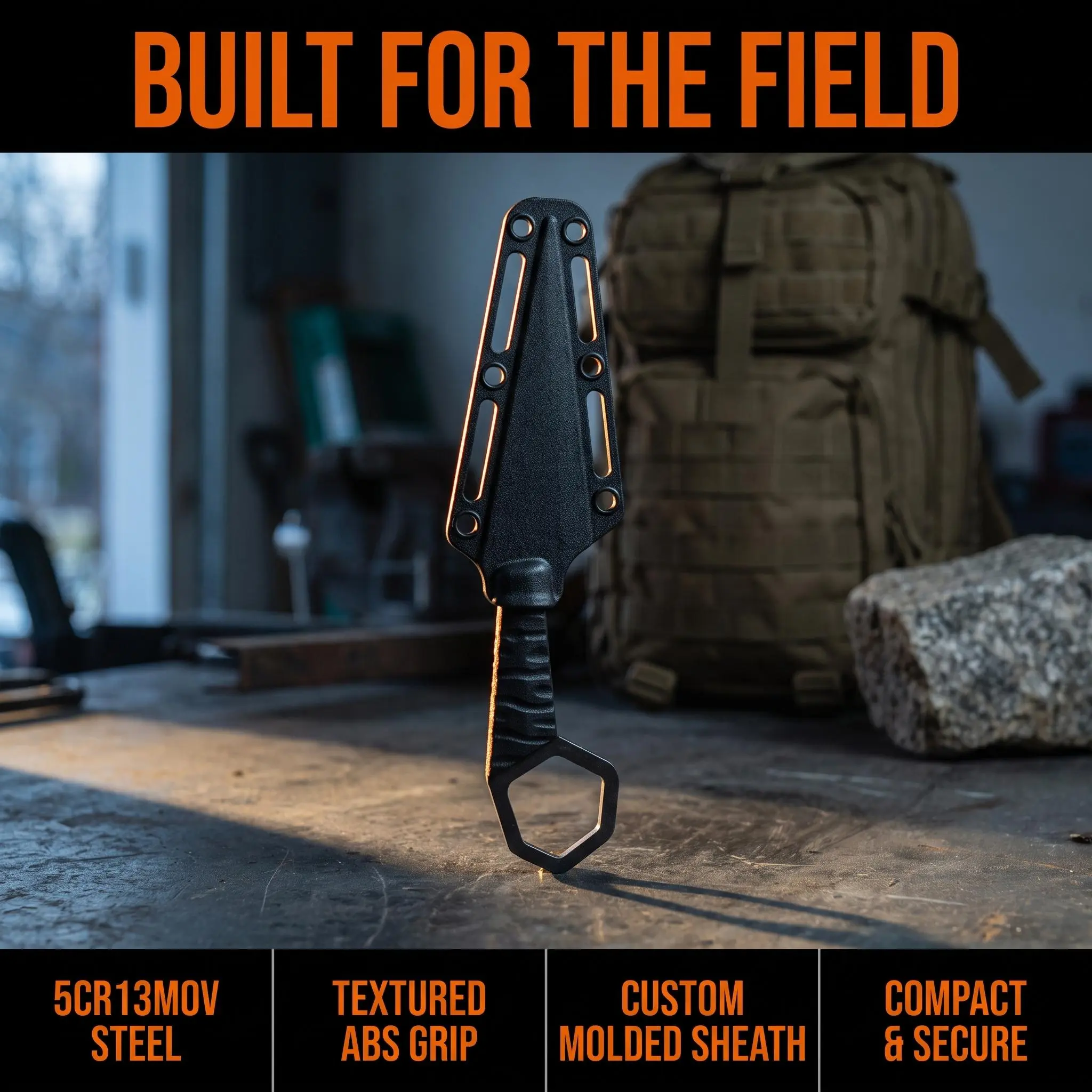 Premium EDC Outdoor Utility Tool - Durable Solid Alloy Steel Core Gear with Ergonomic ABS Handle & Protective Holster for Camp Utility, Outdoor Hiking & Crafting Accessories