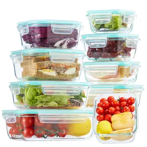 8pcs Sealed Glass Food Storage Containers with 8 Lids - Durable Home Organizer Lunch Boxes for Salads, Fruits - Microwave, Oven Safe Storage Boxes & Bins