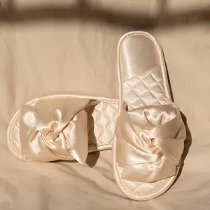 5 In One Satin Sleep Set (Champagne) - Pillow Case/Eye Cover/Slippers/Scrunchies/Hairband