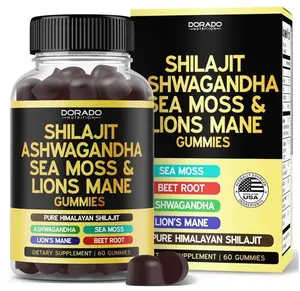 Shilajit Gummies with Sea Moss, Ashwagandha & Lions Mane - For Men & Women, Energy & Immunity Support - Third Party Tested, Vegan Safe, NON GMO & Made in USA (60 Gummies)