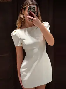 Fashion Women's Dress Summer 2026 Cream Puff Sleeve Mini Dress Elegant Birthday Dress Luxury Perfect For Brunch Dates & Wedding Guest Outfits Vestidos