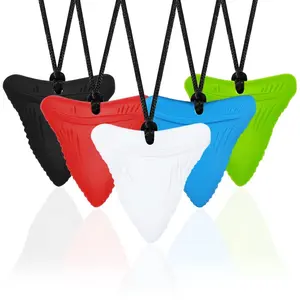 BY-FAN22 5 PCS Sensory Chew - Chewy Necklaces for Sensory Kids and Adults, Shark Tooth Necklace, Nail Biting Treatment for Boys Girls Adults