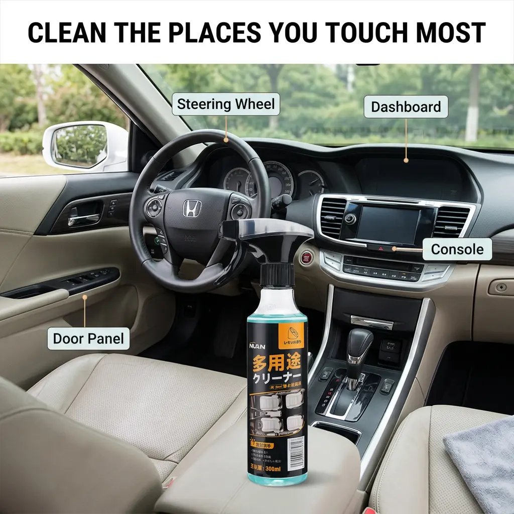 NUAN Multi-purpose Cleaning Spray - Heavy Duty Stain Remover for Car Interiors & Home Surfaces - Ultimate Solution for Deep Cleaning Stubborn Dirt