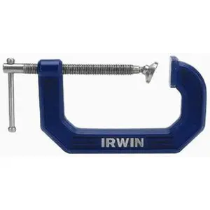 IRWIN Regular-Duty Cast Iron Standard C-Clamp - 0" Min Opening, 5" Max Opening, 3-1/4" Throat Depth, 1500 Lb Capacity, Model 225105