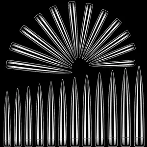 Extra Long Stiletto Nail Tips 120Pcs XXL Clear Nail Tips for Acrylic Nails Full Straight Nail Tip